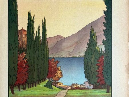 *NEW ARRIVAL* M.S. Vulcania Italian Line. Lago di Como Dinner Menu For Sale