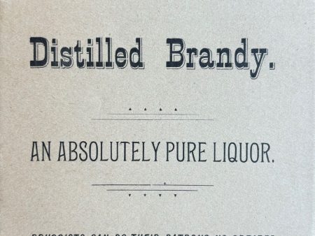 (*NEW ARRIVAL*) (Health - Spirits) Cold Distilled Brandy: The Purest and Best Liquor Known to Science on Sale