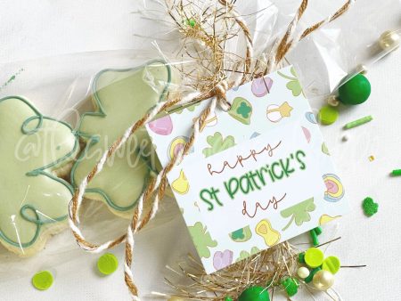 Printed Tag: Happy St Patrick s Day  2 x 2  - Set of 25 Tags , Pre-punched hole. Sale