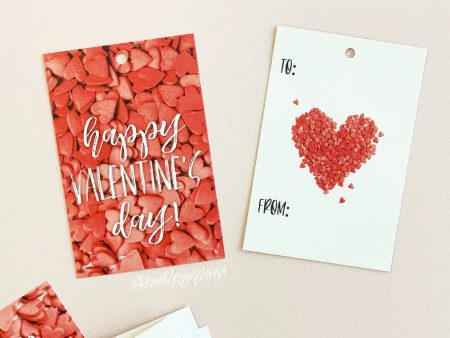 Printed Tag: Happy Valentine s Day  2  x 3  - Set of 25 Tags , Pre-punched hole. Hot on Sale