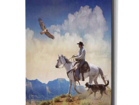 Cowboy with Dog and Hawk  by Chris Vest, Giclee Canvas Wall Art Online