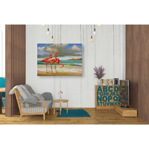 Beach Scene Flamingos  by Chris Vest, Giclee Canvas Wall Art Hot on Sale