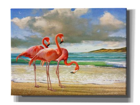 Beach Scene Flamingos  by Chris Vest, Giclee Canvas Wall Art Hot on Sale