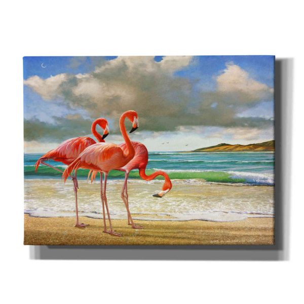 Beach Scene Flamingos  by Chris Vest, Giclee Canvas Wall Art Hot on Sale