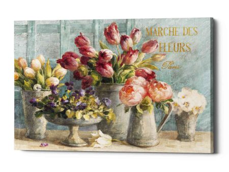 Marche des Fleurs Blue Gold  by Danhui Nai, Canvas Wall Art For Sale