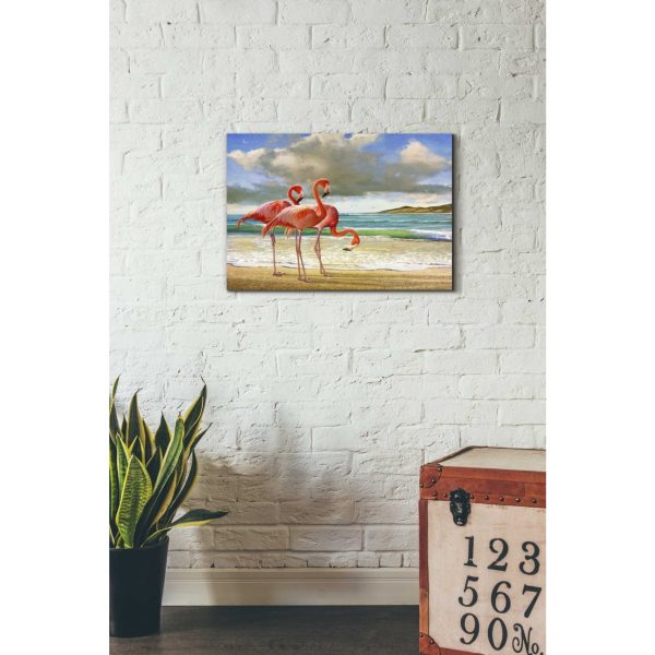 Beach Scene Flamingos  by Chris Vest, Giclee Canvas Wall Art Hot on Sale