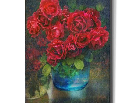 Roses in Blue Jar  by Chris Vest, Giclee Canvas Wall Art Online Sale