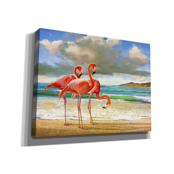 Beach Scene Flamingos  by Chris Vest, Giclee Canvas Wall Art Hot on Sale