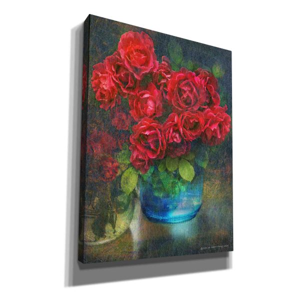 Roses in Blue Jar  by Chris Vest, Giclee Canvas Wall Art Online Sale