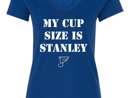 My Cup Size is Stanley St. Louis Blues Women s Vneck T-Shirt For Cheap