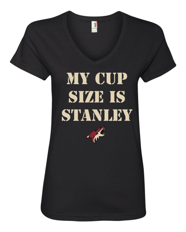 My Cup Size is Stanley Arizona Coyotes Women s Vneck T-Shirt Cheap