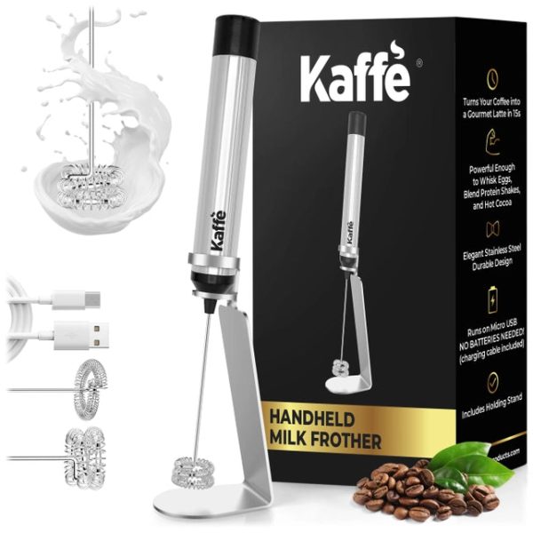 Kaffe Handheld Milk Frother with Stand - USB Rechargeable Hot on Sale