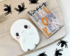 Happy Halloween & Cute Flying Ghost Cookie Cutter Set - 2 Piece Set - Cookie Cutters For Sale