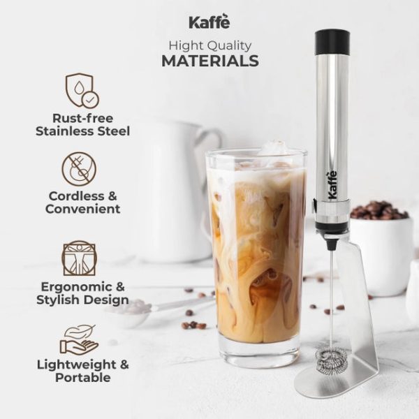 Kaffe Handheld Milk Frother with Stand - USB Rechargeable Hot on Sale