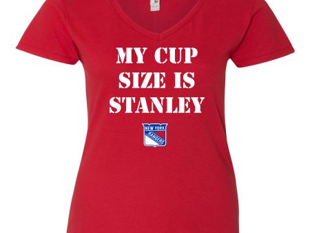 My Cup Size is Stanley New York Rangers Ladies Vneck T-shirt Discount