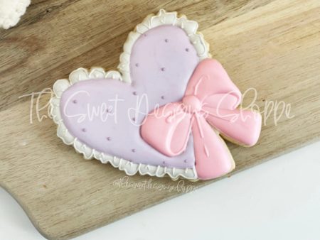 Lacy Heart with Bow - Cookie Cutter Supply