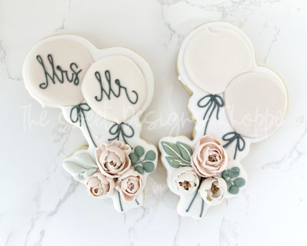 Mr and Mrs Floral Balloons - Cookie Cutter For Sale