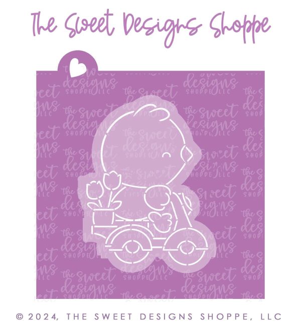 Bundle - PYOC Chick on Bike - Cookie Cutter & Stencil Fashion