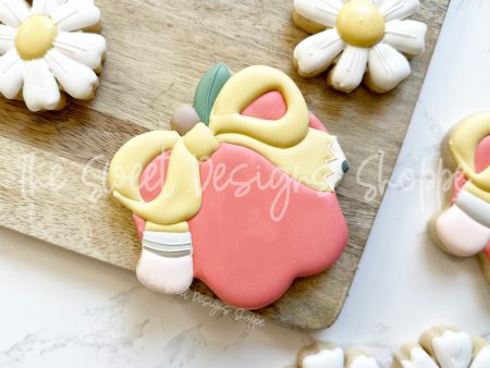 Coquette Apple with Pencil Bow - Cookie Cutter Online now