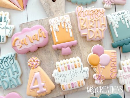 6 B s Creations:  Birthday  Class Cookie Cutters Set - Set of 6 Cookie Cutters - Online class not included Sale