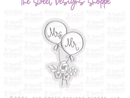 Mr and Mrs Floral Balloons - Cookie Cutter For Sale