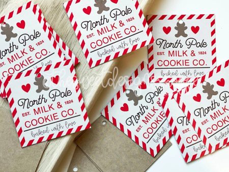 Printed Tags: Milk & Cookie Co.  2  x 2  - Set of 25 Tags , Pre-punched hole. Discount