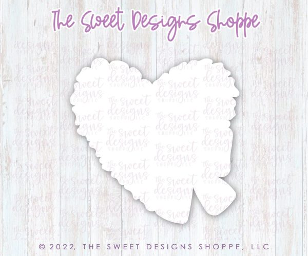 Lacy Heart with Bow - Cookie Cutter Supply