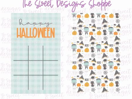 Printed Box Backer : TicTacToe  happy HALLOWEEN  - Set of 25 Backers Online