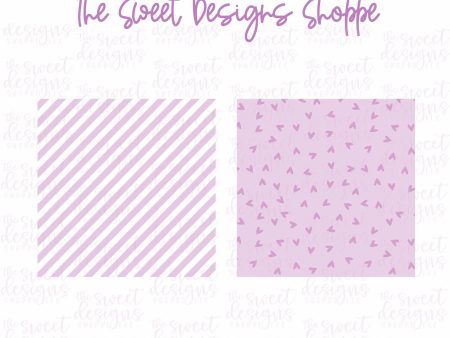 Printed Box Backer : Light Purple Hearts & Diagonals - Set of 25 Backers ( Select Size) For Discount