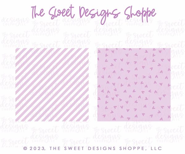 Printed Box Backer : Light Purple Hearts & Diagonals - Set of 25 Backers ( Select Size) For Discount