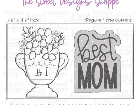 Floral Trophy & Best MOM Plaque Cookie Cutter Set - Set of 2 - Cookie Cutters Cheap