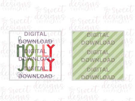 Holly Jolly - Digital Instant Download 2  x 2  Tag on Sale