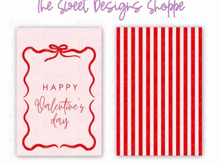 Printed Tag: HAPPY Valentine s day (Stripes on Back)  2  x 3  - Set of 25 Tags , Pre-punched hole. Sale