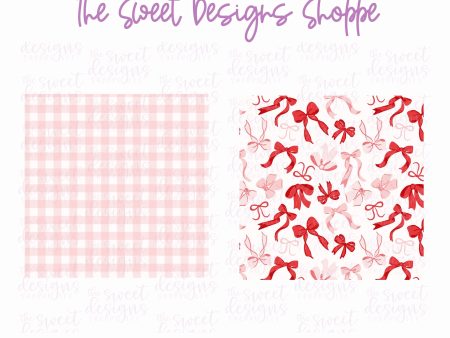 Printed Box Backer : Red & Pink Bows Pink Plaid - Set of 25 Backers ( Select Size) Supply