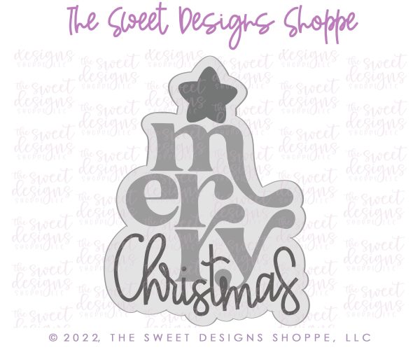 Bundle - Merry Christmas Tree - Cookie Cutter & Stencil Set Sale